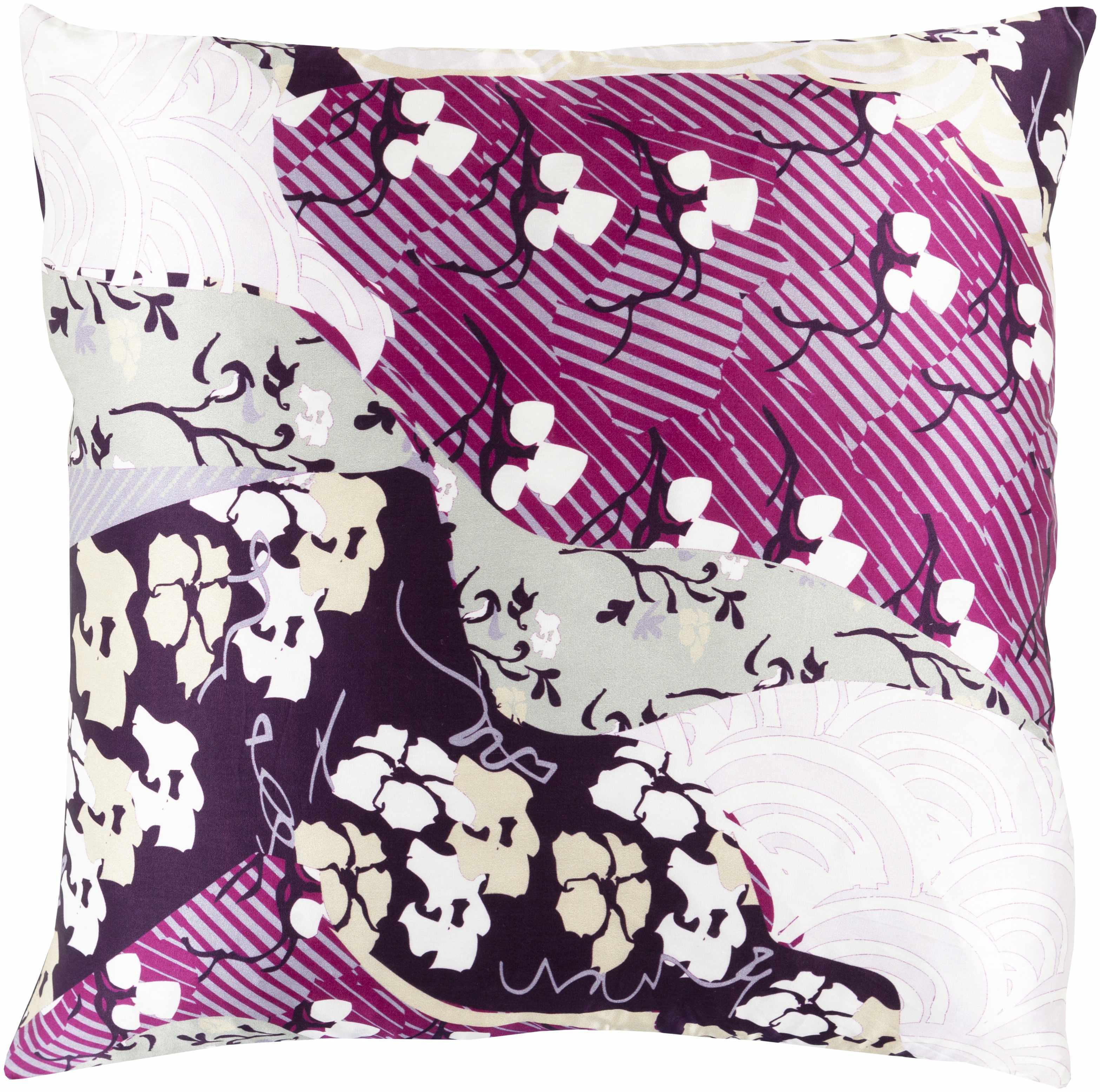 Brinkin Purple Floral Pattern Accent Pillow - Clearance-0
