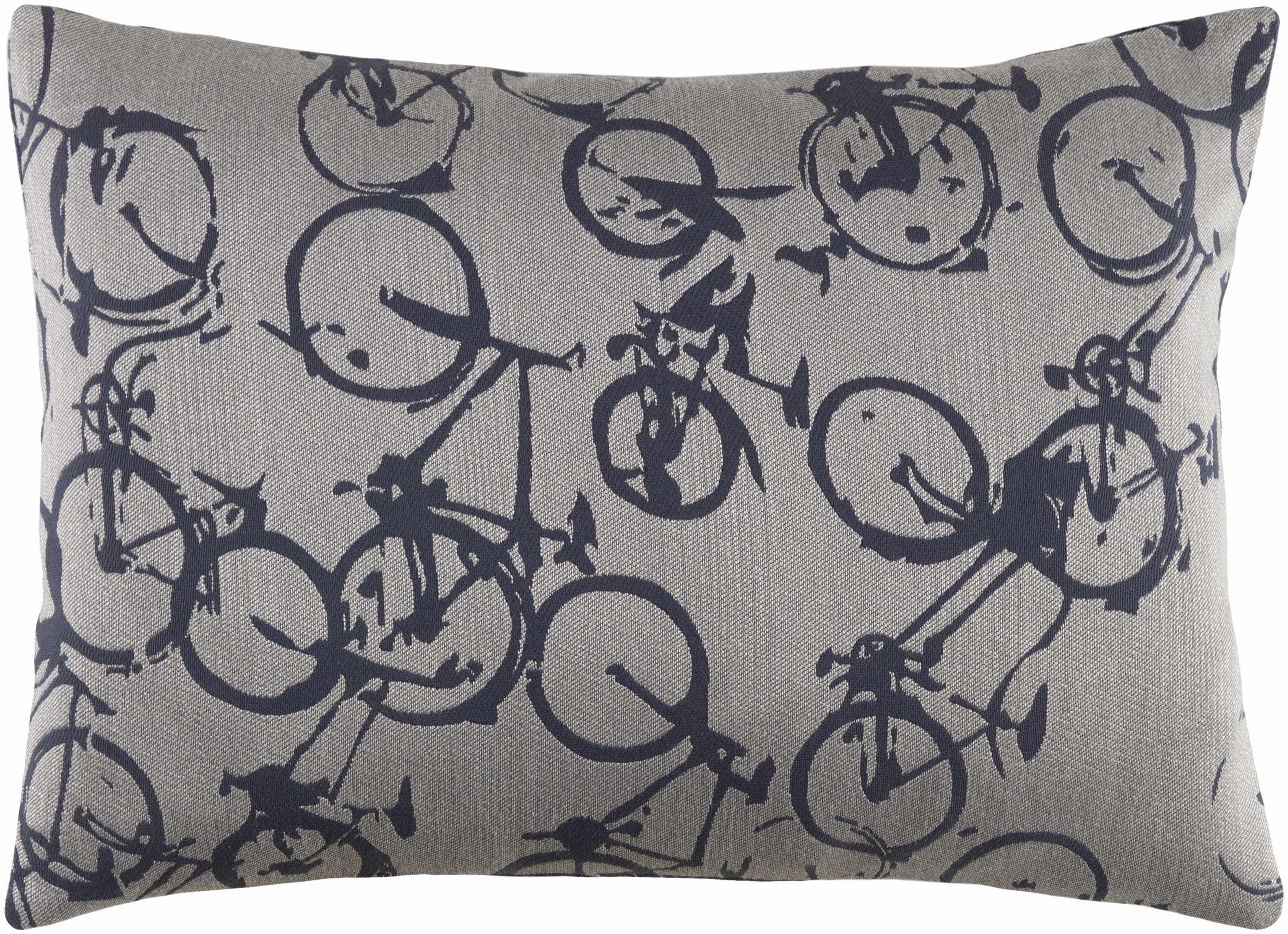 Burneside Navy Bicycle Print Throw Pillow - Clearance - PRHOMZ