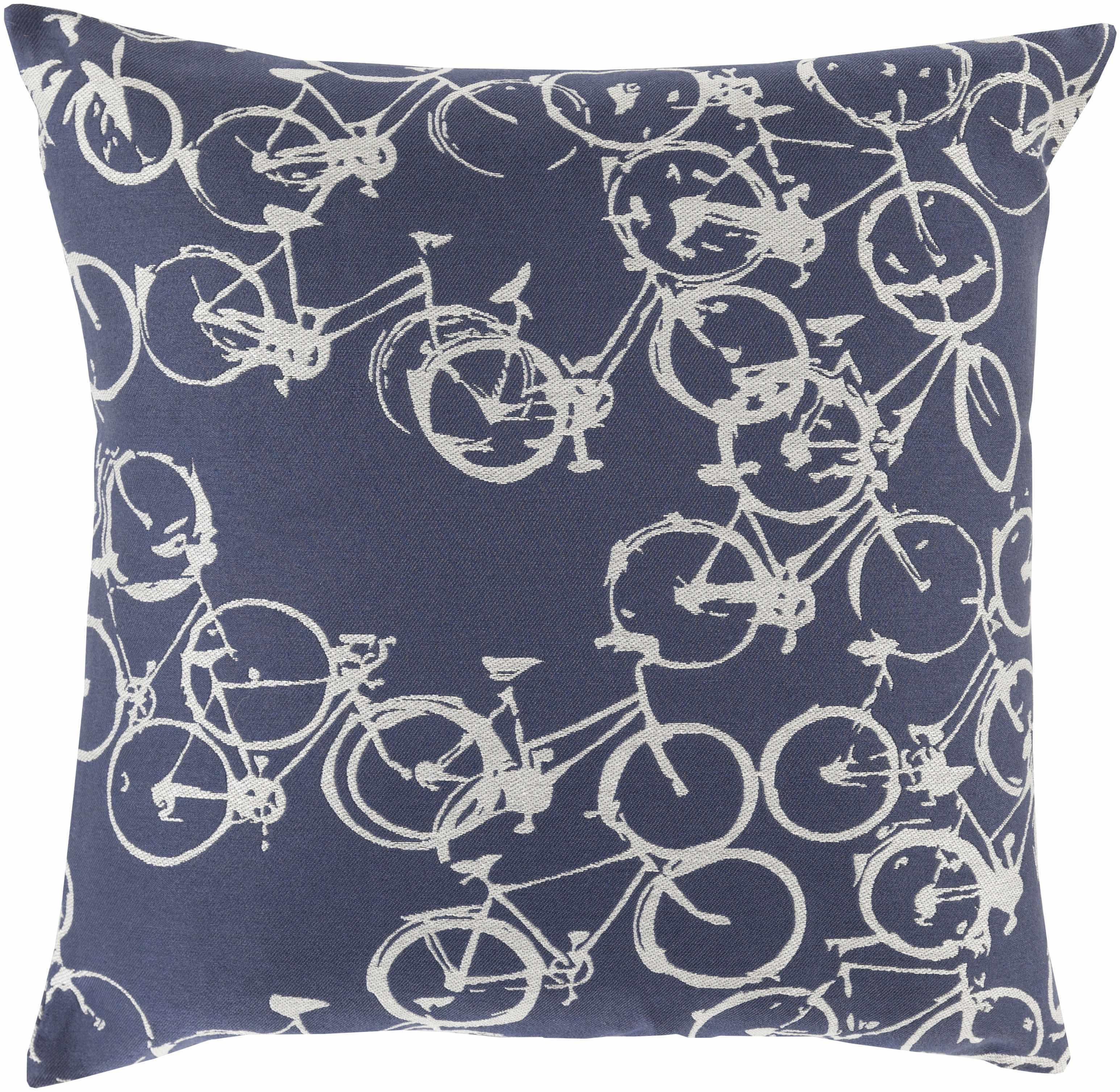 Burneside Navy Bicycle Print Throw Pillow - Clearance - PRHOMZ
