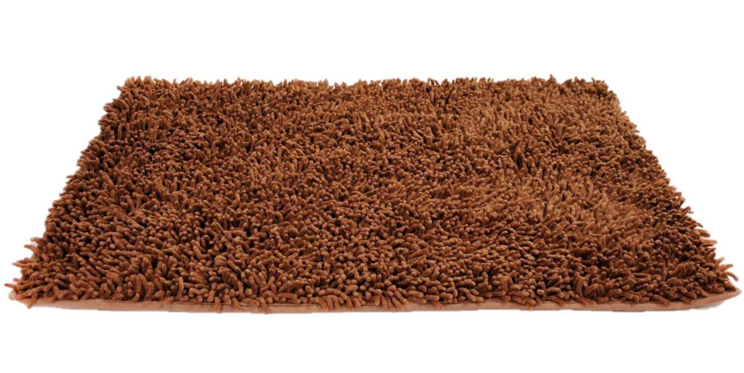 DaDa Bedding Coffee Brown Shaggy Soft Chenille Noodle Carpet Rug Bath Mat