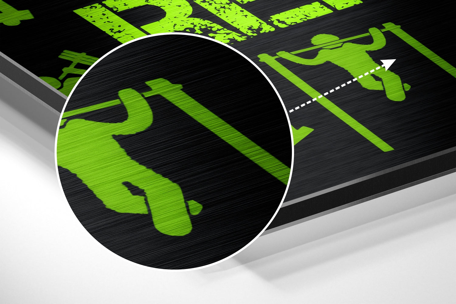 Neon Green Gym Icons Motivation Brushed Aluminium Dibond Wall Art