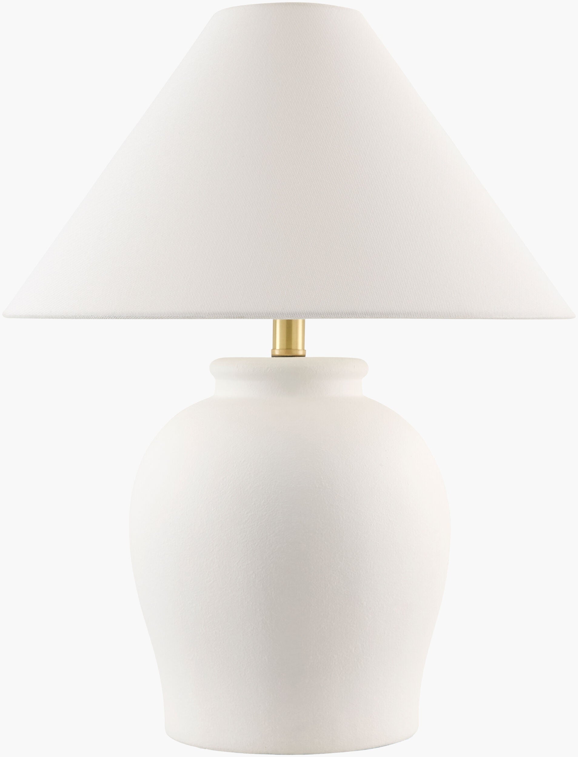 White Ceramic Table Lamp with Cone Shade-0