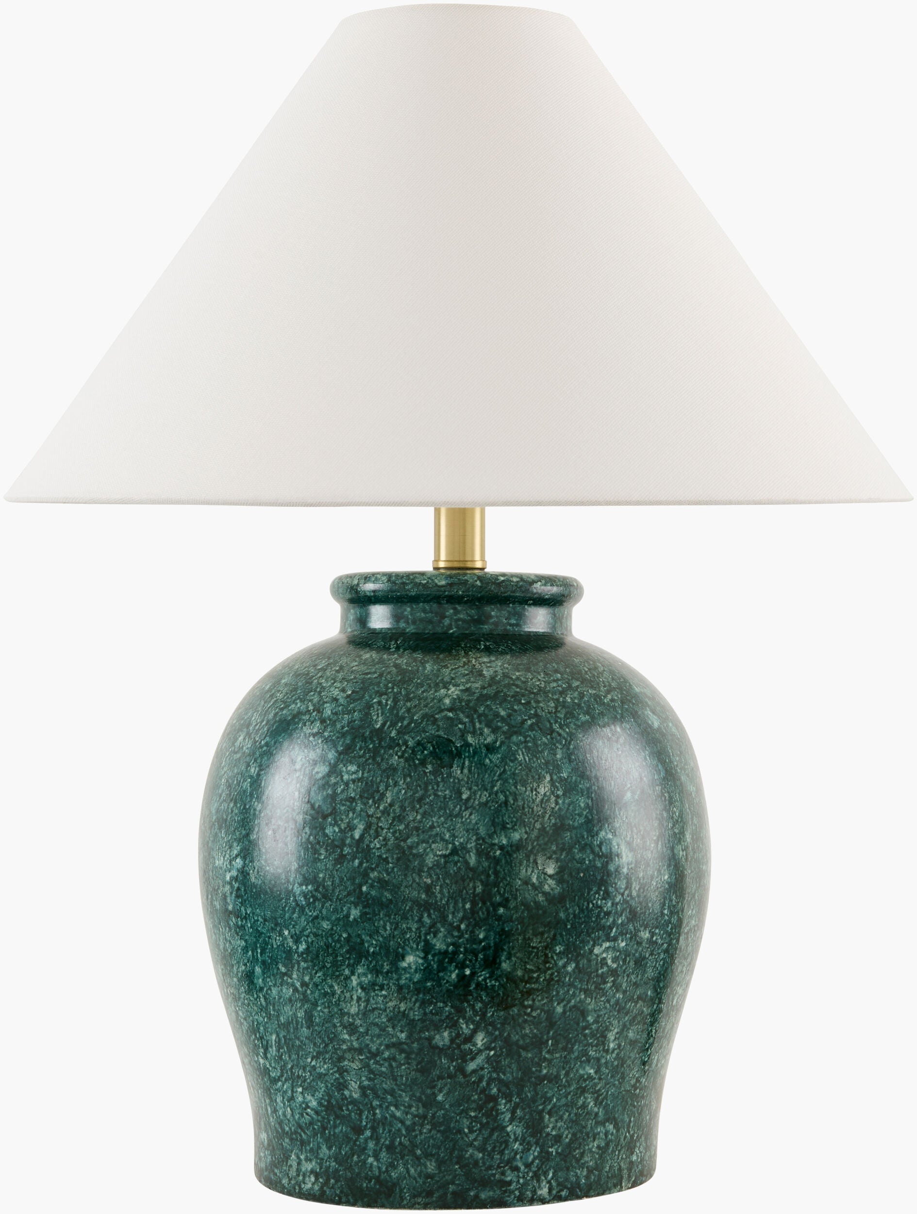Green Ceramic Table Lamp with Cone Shade-0
