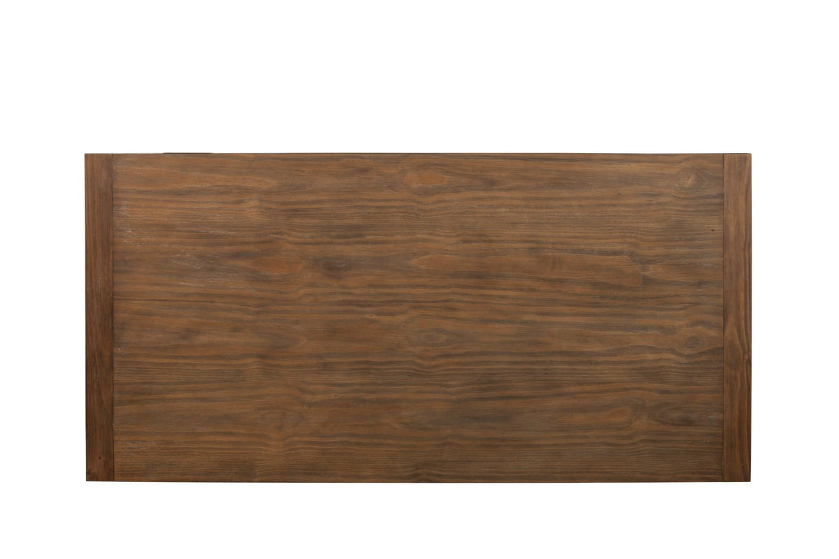 84 Inch Farmhouse Dining Table with Sled Base, Solid Pine Wood, Seats 6 to 8, Warm Oak