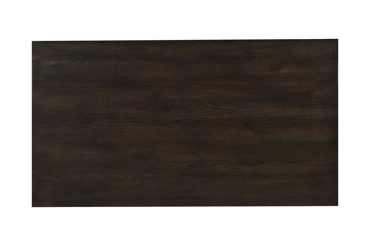 72 Inch Trestle Dining Table, Rubberwood and Oak Veneer, Seats 6 to 8, Espresso Walnut Brown