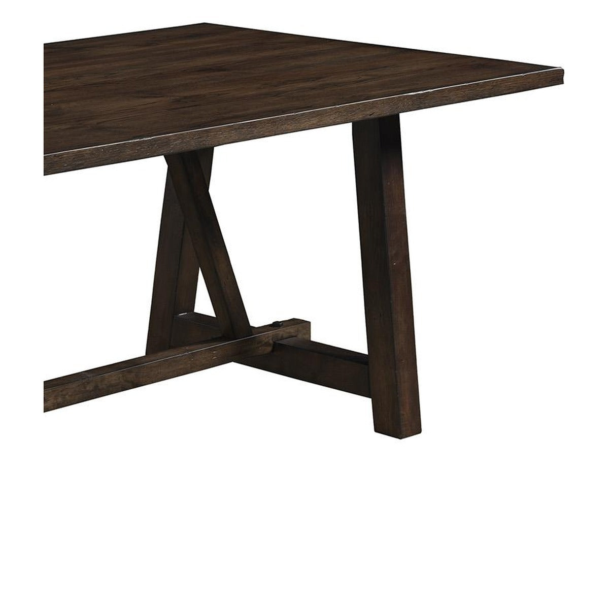 72 Inch Trestle Dining Table, Rubberwood and Oak Veneer, Seats 6 to 8, Espresso Walnut Brown