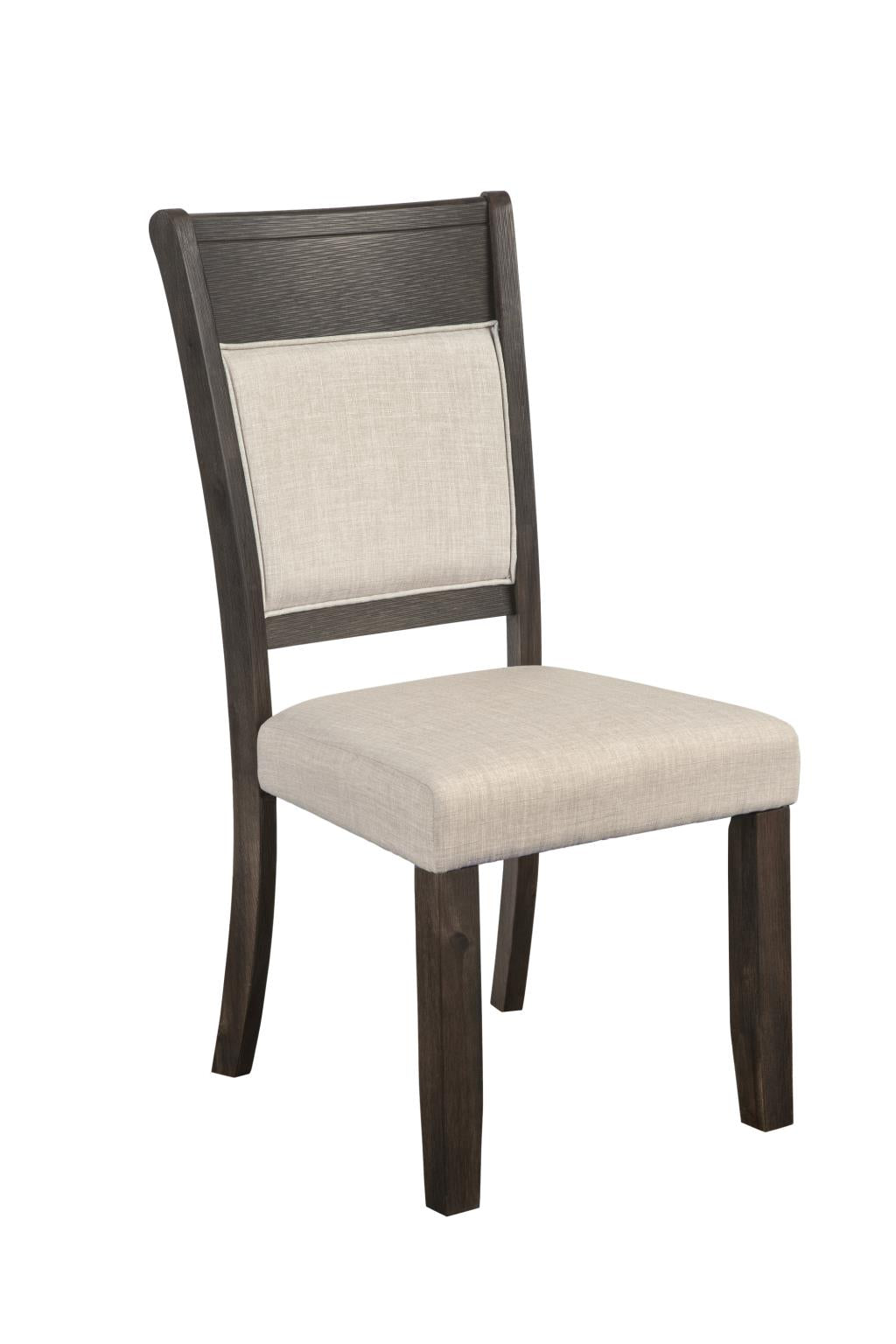 Upholstered Dining Chairs Set of 2, Solid Acacia Frame with Linen Look Seat, Espresso Brown