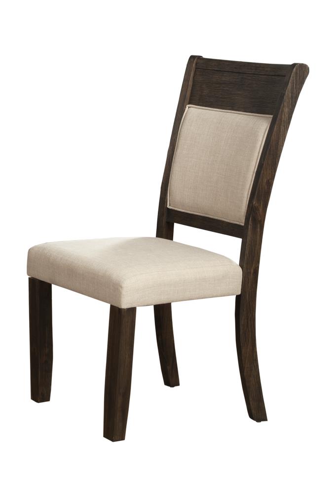 Upholstered Dining Chairs Set of 2, Solid Acacia Frame with Linen Look Seat, Espresso Brown