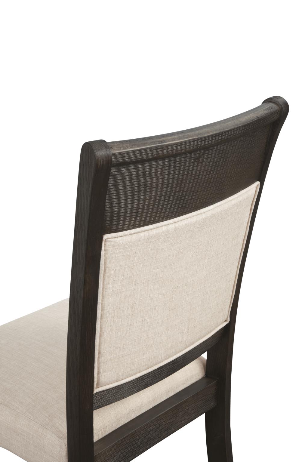 Upholstered Dining Chairs Set of 2, Solid Acacia Frame with Linen Look Seat, Espresso Brown