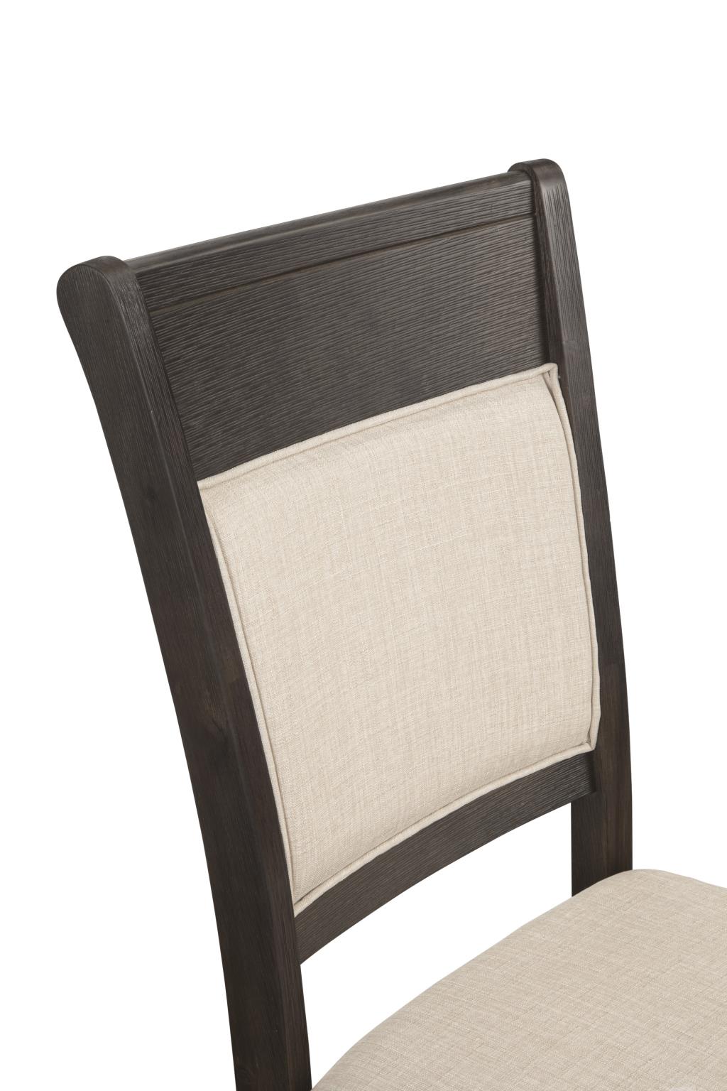 Upholstered Dining Chairs Set of 2, Solid Acacia Frame with Linen Look Seat, Espresso Brown
