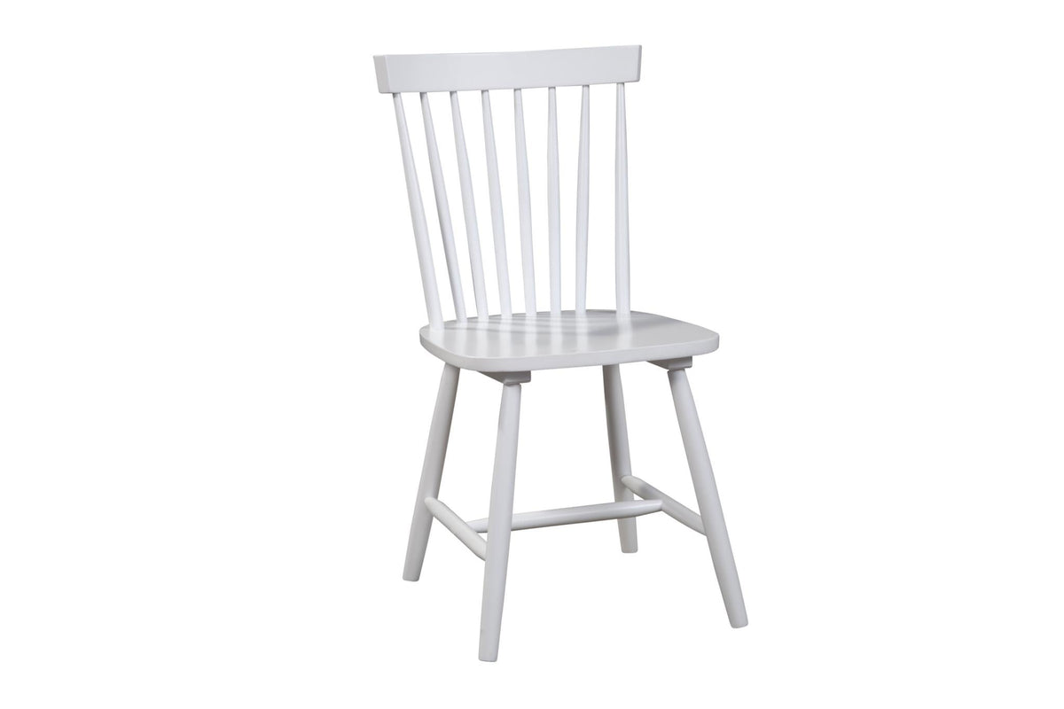 Windsor Spindle Back Dining Chairs Set of 2, Solid Rubberwood, Soft White