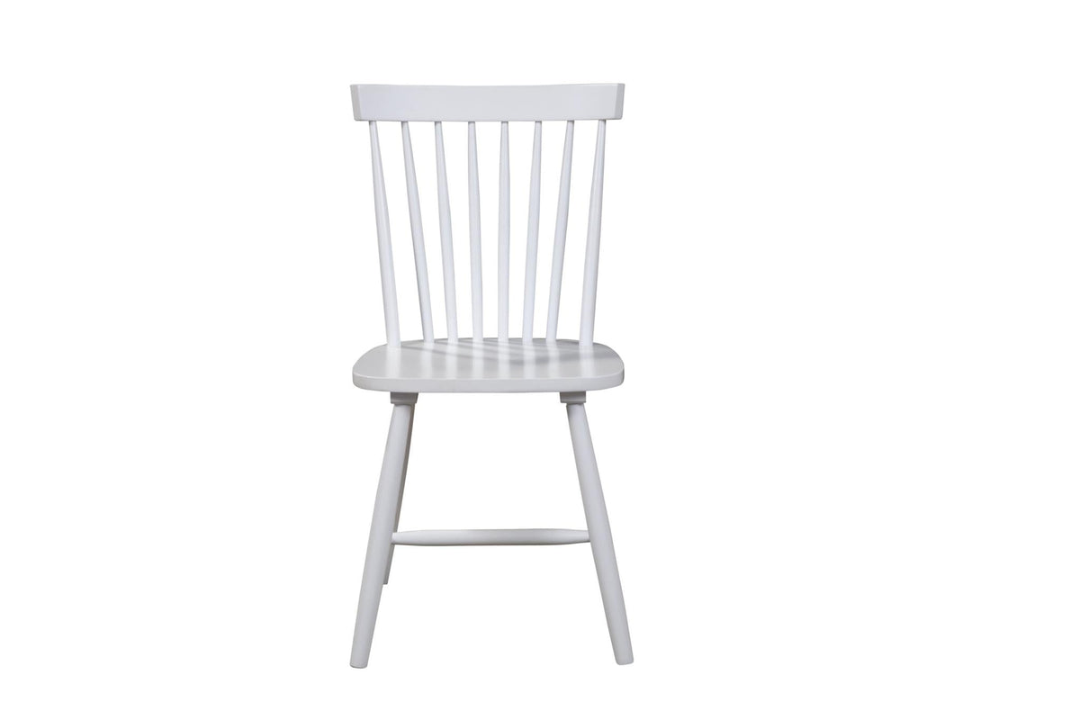 Windsor Spindle Back Dining Chairs Set of 2, Solid Rubberwood, Soft White