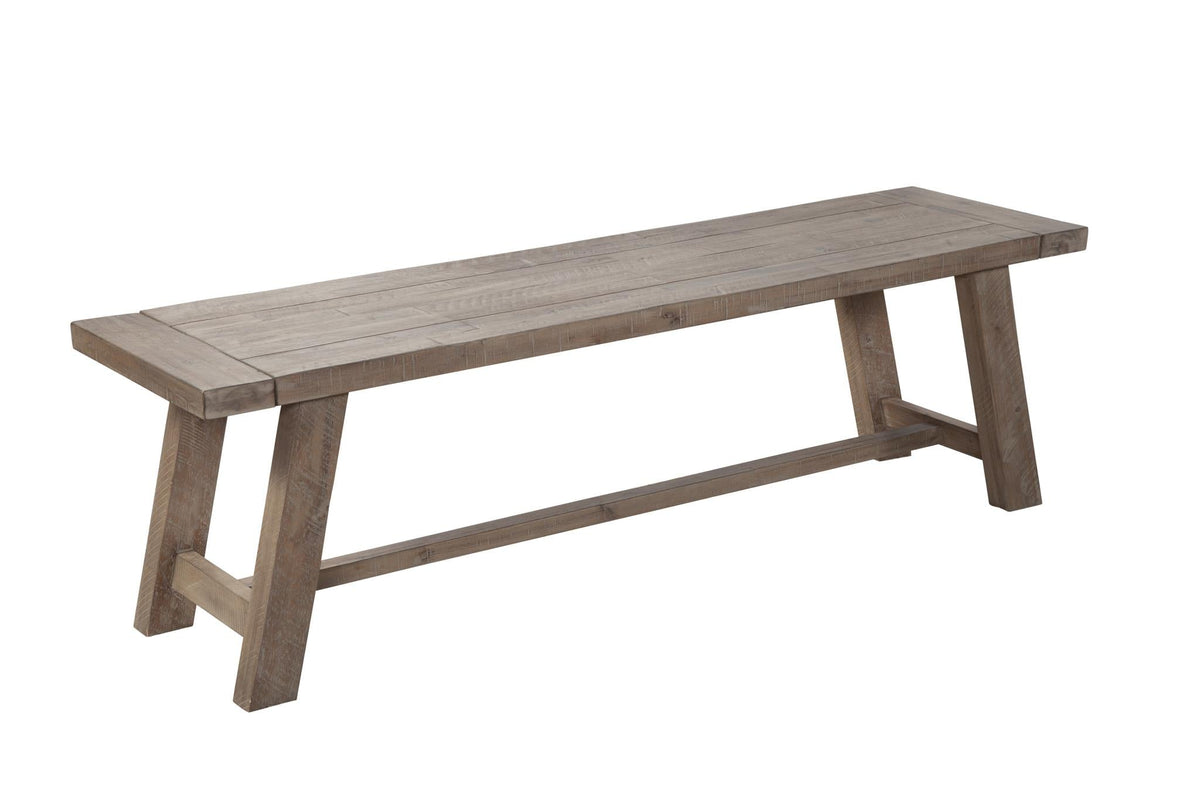 60 Inch Farmhouse Dining Bench, Solid Acacia Wood, Seats 2 to 3, Weathered Natural