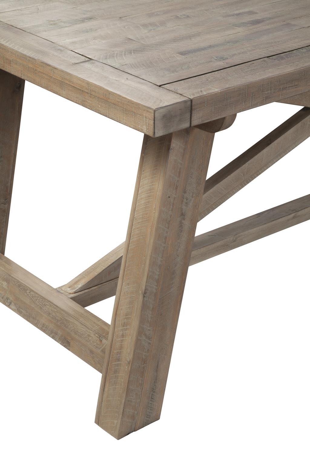 Extendable Farmhouse Dining Table with X Trestle Base, Solid Acacia Hardwood, Seats 6 to 10, Weathered Natural