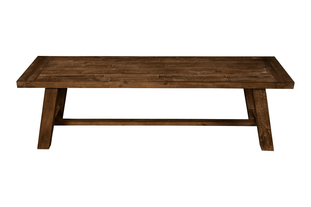 60 Inch Farmhouse Dining Bench, Solid Acacia Wood, Seats 2 to 3, Walnut Brown