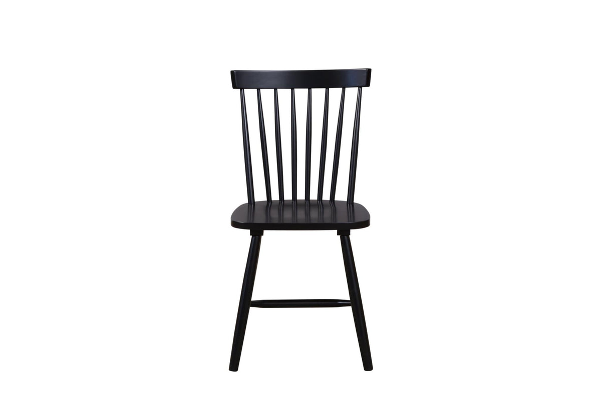 Windsor Spindle Back Dining Chairs Set of 2, Solid Rubberwood, Onyx Black