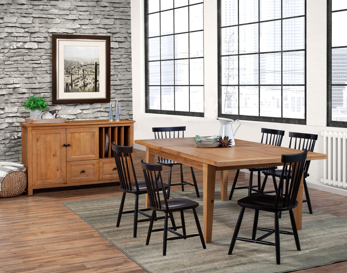 Windsor Spindle Back Dining Chairs Set of 2, Solid Rubberwood, Onyx Black