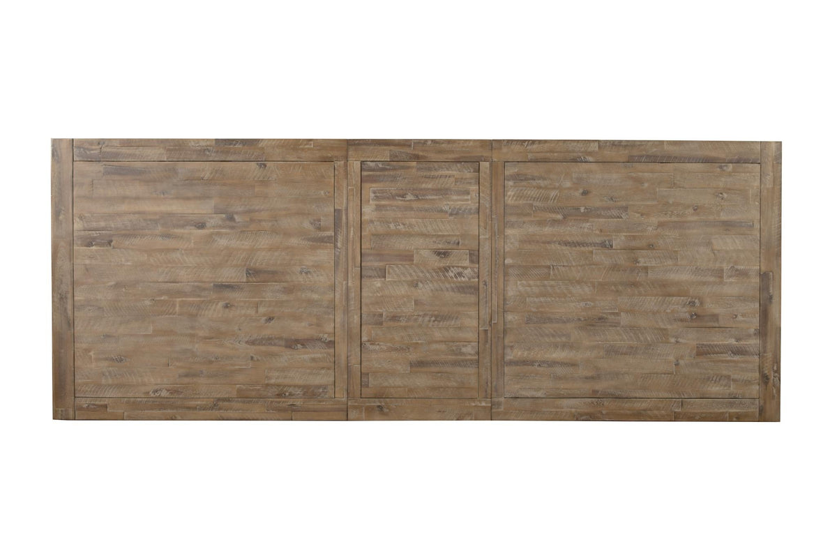Extendable Farmhouse Dining Table with X Trestle Base, Solid Acacia Hardwood, Seats 6 to 10, Weathered Natural
