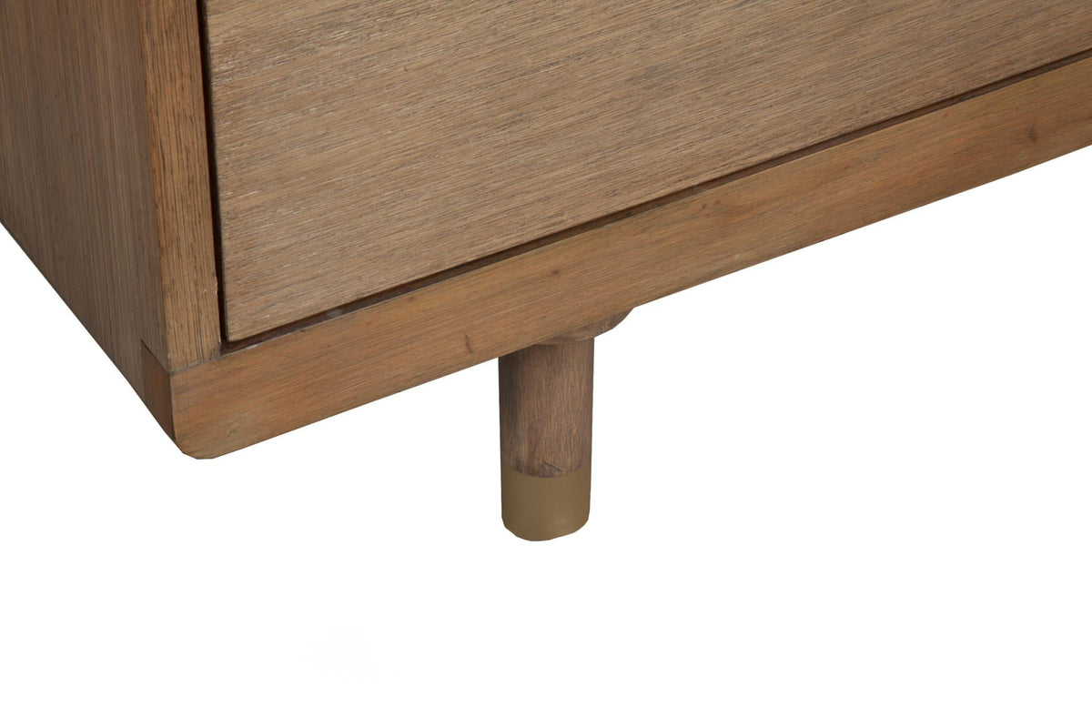 Scandinavian 6 Drawer Double Dresser, 60 Inch Solid Mahogany, Fully Assembled, Light Oak Brown