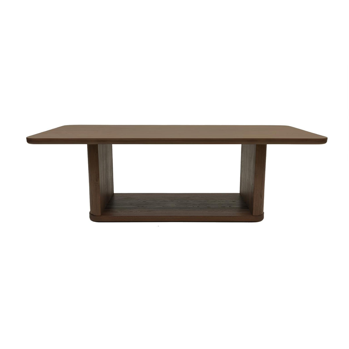 94 Inch Large Rectangular Dining Table with Open Panel Base, Seats 8 to 10, Rich Walnut Brown