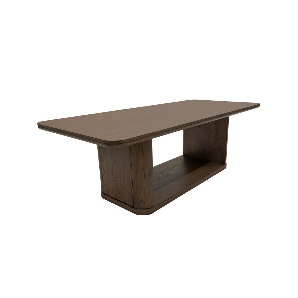 94 Inch Large Rectangular Dining Table with Open Panel Base, Seats 8 to 10, Rich Walnut Brown