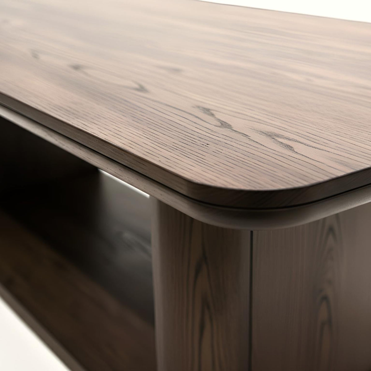 94 Inch Large Rectangular Dining Table with Open Panel Base, Seats 8 to 10, Rich Walnut Brown