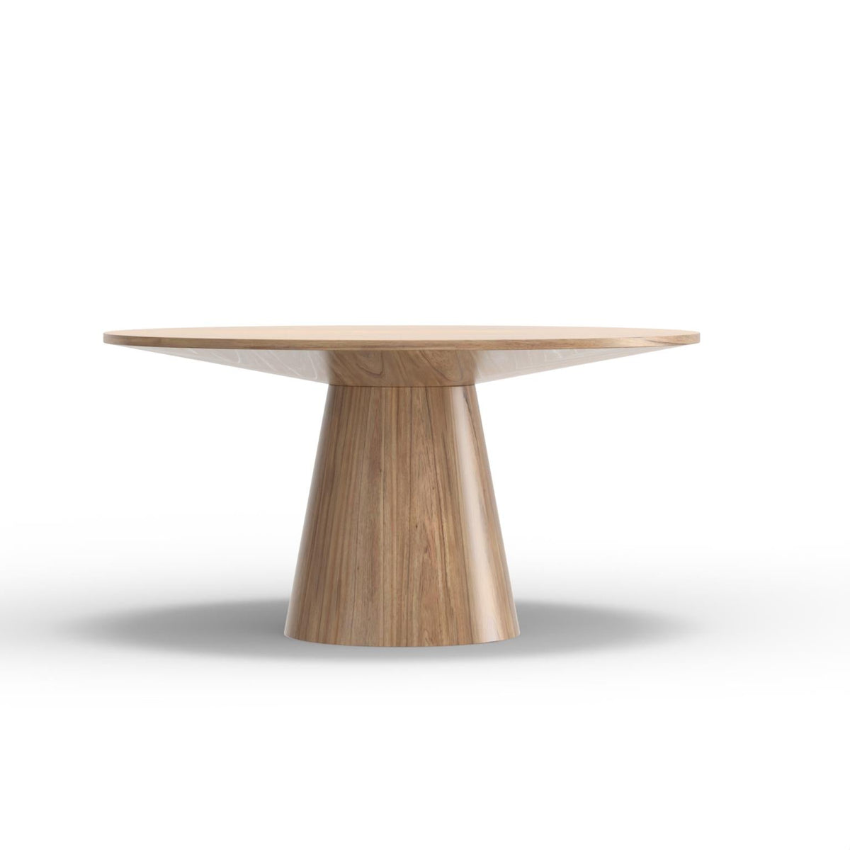 59 Inch Round Pedestal Dining Table, Solid Hardwood, Seats 6 to 8, Natural Oak
