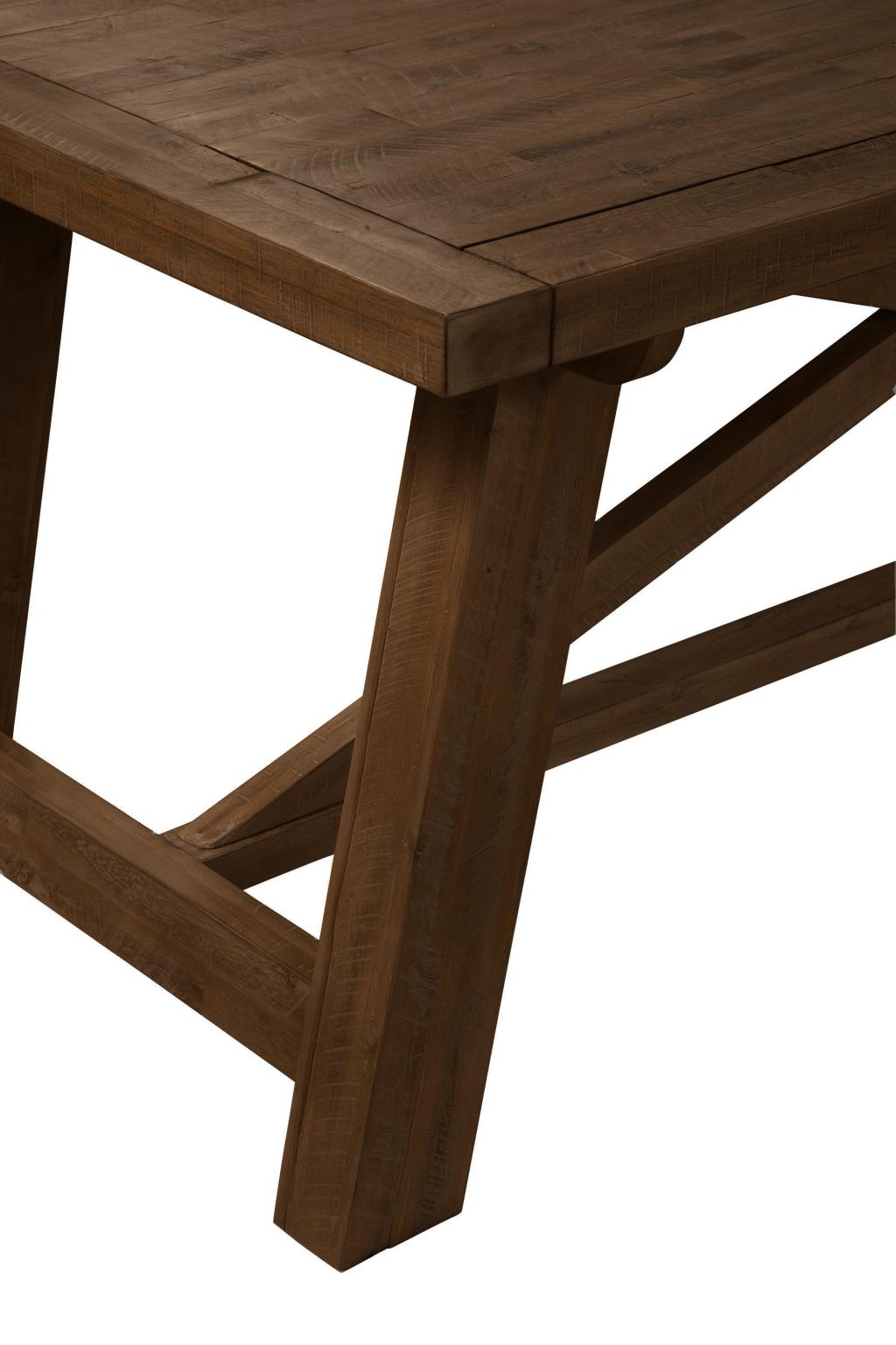 Extendable Farmhouse Dining Table, Solid Acacia Hardwood, Seats 6 to 10, Walnut Brown