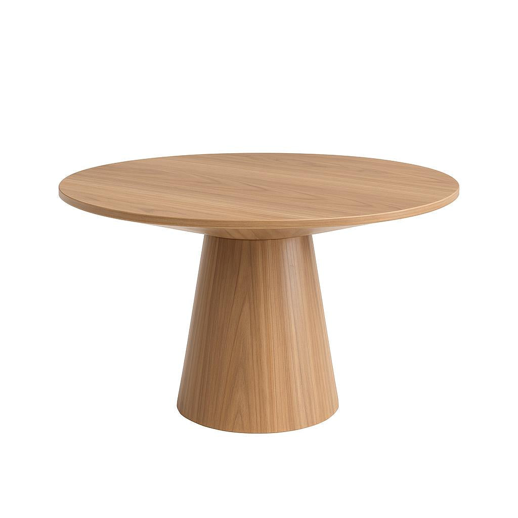 59 Inch Round Pedestal Dining Table, Solid Hardwood, Seats 6 to 8, Natural Oak