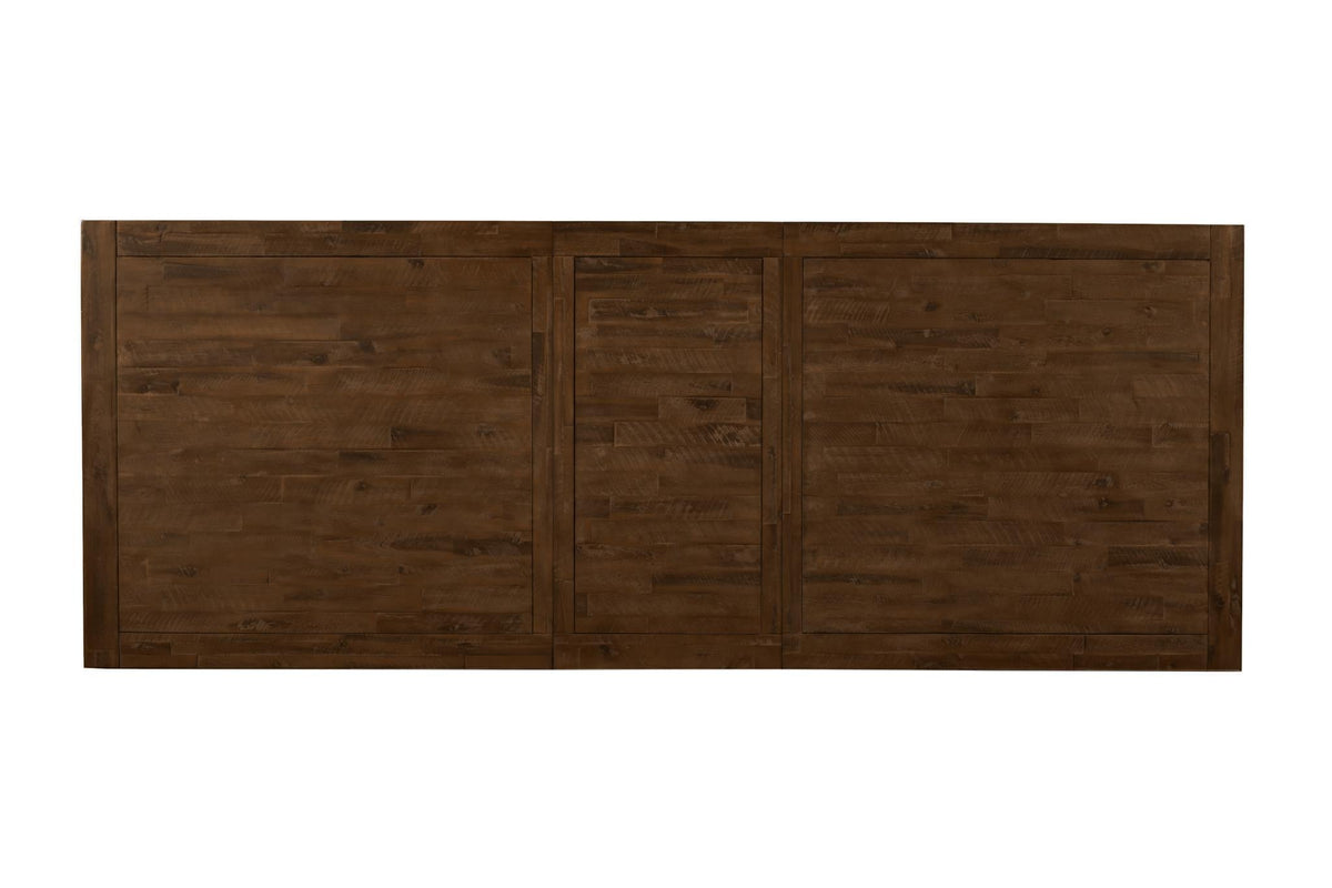 Extendable Farmhouse Dining Table, Solid Acacia Hardwood, Seats 6 to 10, Walnut Brown