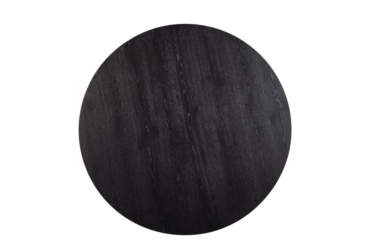 59 Inch Round Pedestal Dining Table, Solid Hardwood, Seats 6 to 8, Black Oak