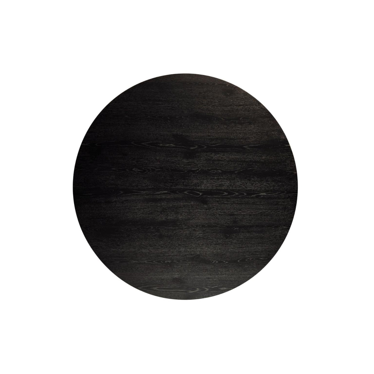 47 Inch Round Pedestal Dining Table, Solid Hardwood, Seats 4 to 6, Black Oak