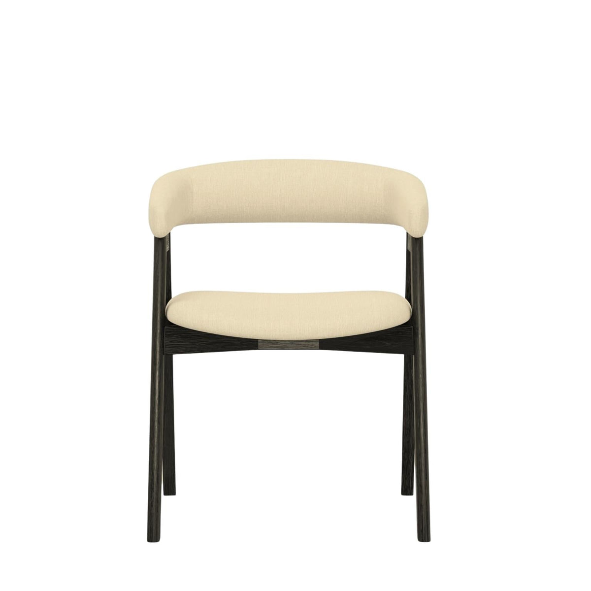 Curved Back Upholstered Dining Chairs Set of 2, Solid Oak Frame, Black Oak