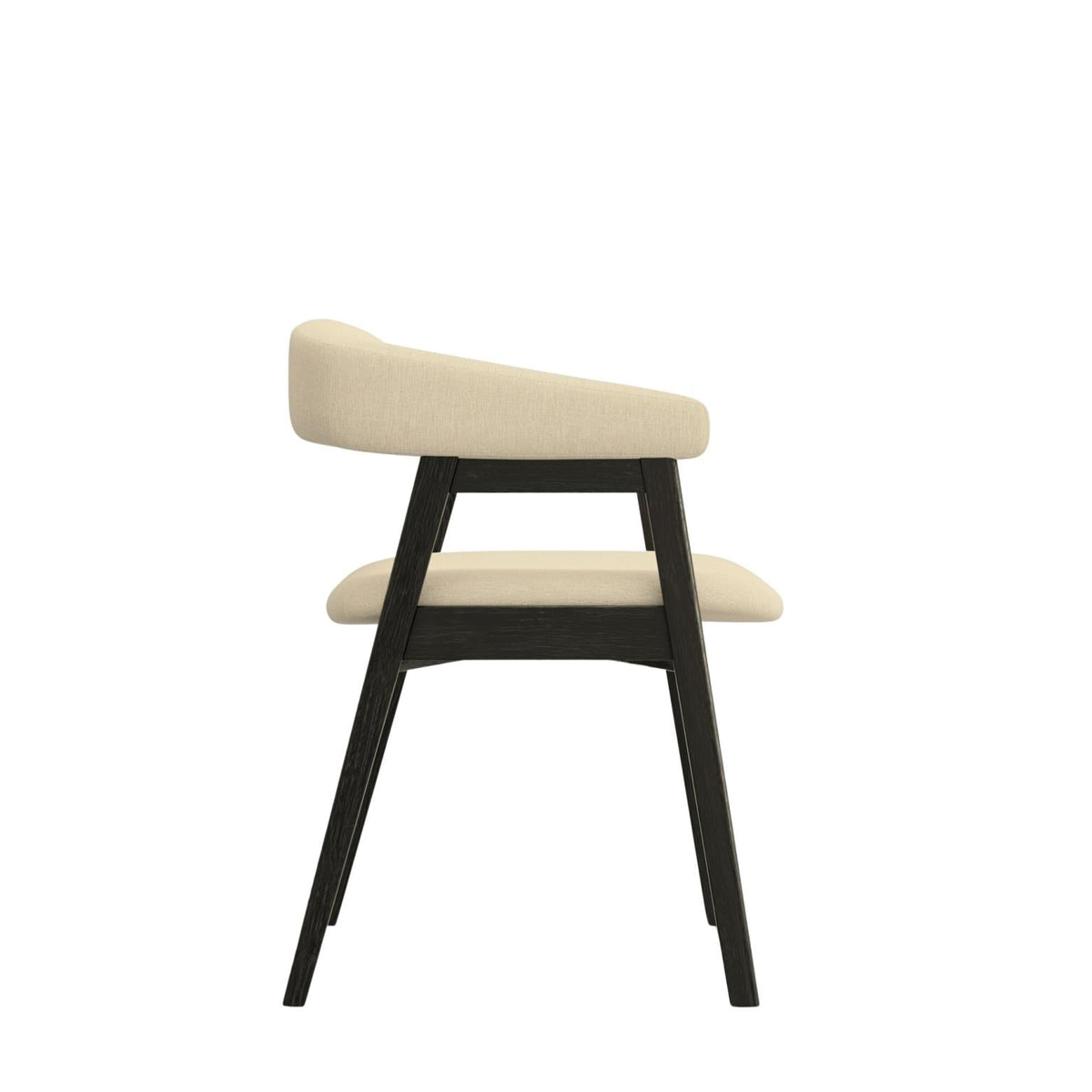 Curved Back Upholstered Dining Chairs Set of 2, Solid Oak Frame, Black Oak