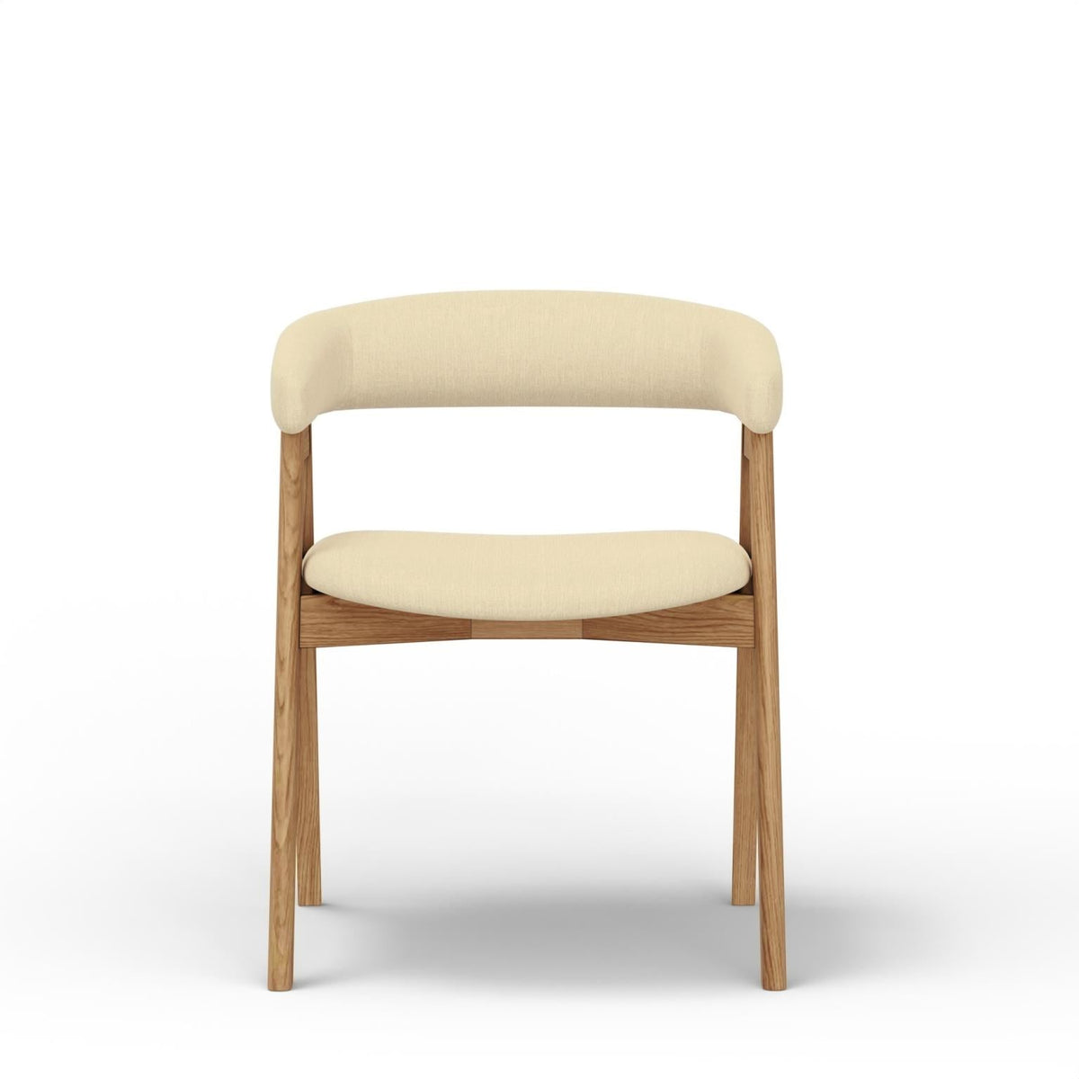 Curved Back Upholstered Dining Chairs Set of 2, Solid Oak Frame, Natural Oak
