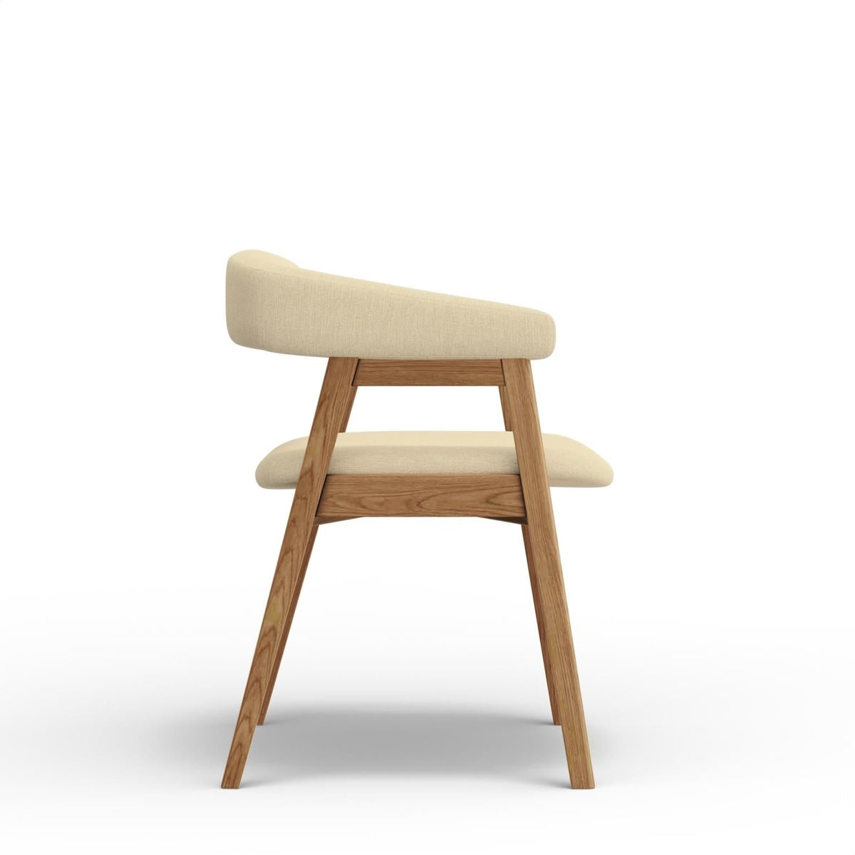 Curved Back Upholstered Dining Chairs Set of 2, Solid Oak Frame, Natural Oak