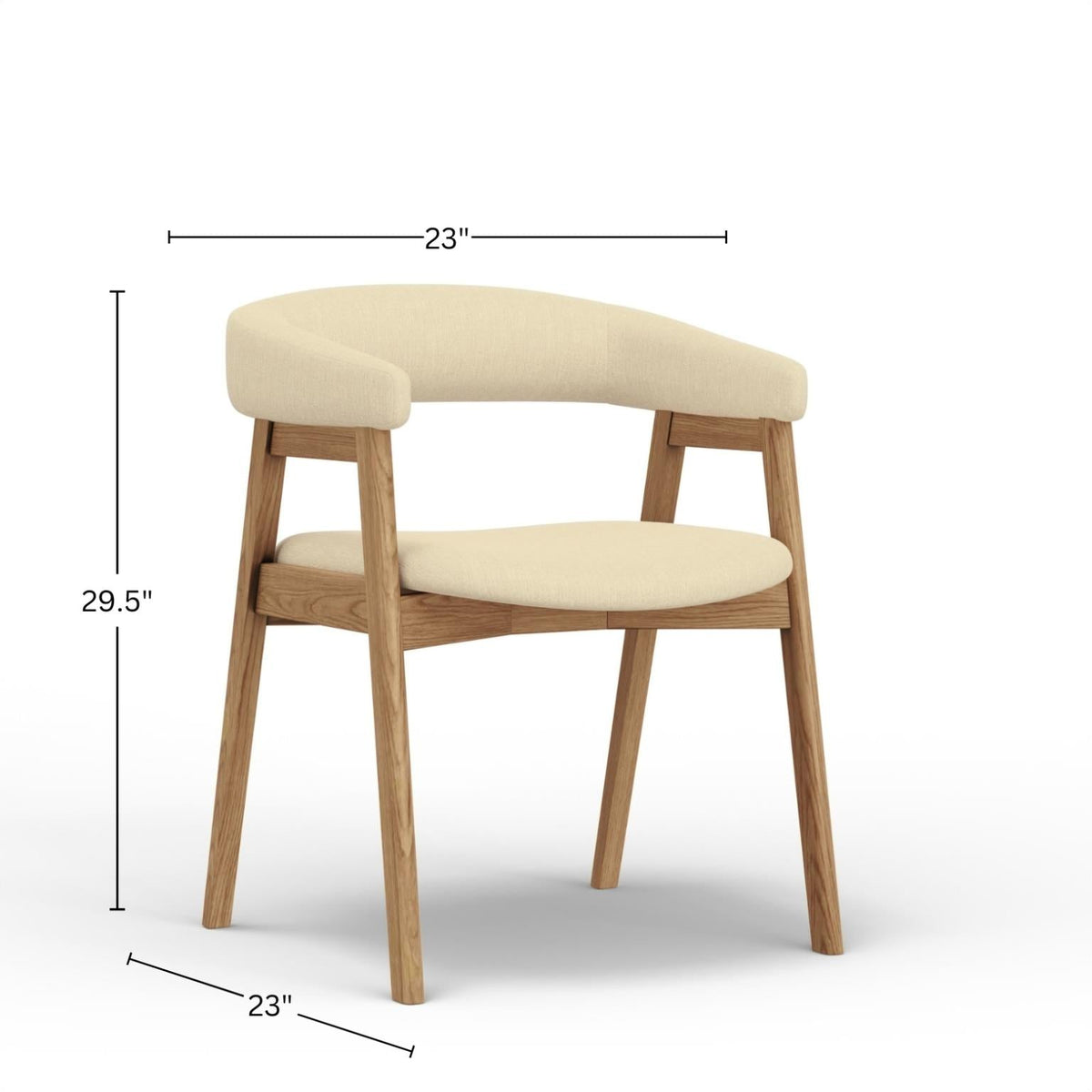 Curved Back Upholstered Dining Chairs Set of 2, Solid Oak Frame, Natural Oak