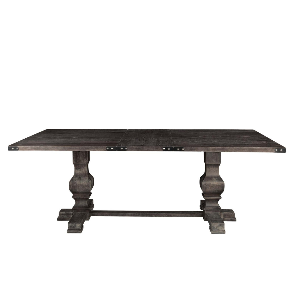 88 Inch Double Pedestal Rectangular Dining Table, Solid Wood, Seats 6 to 8, Rustic Espresso