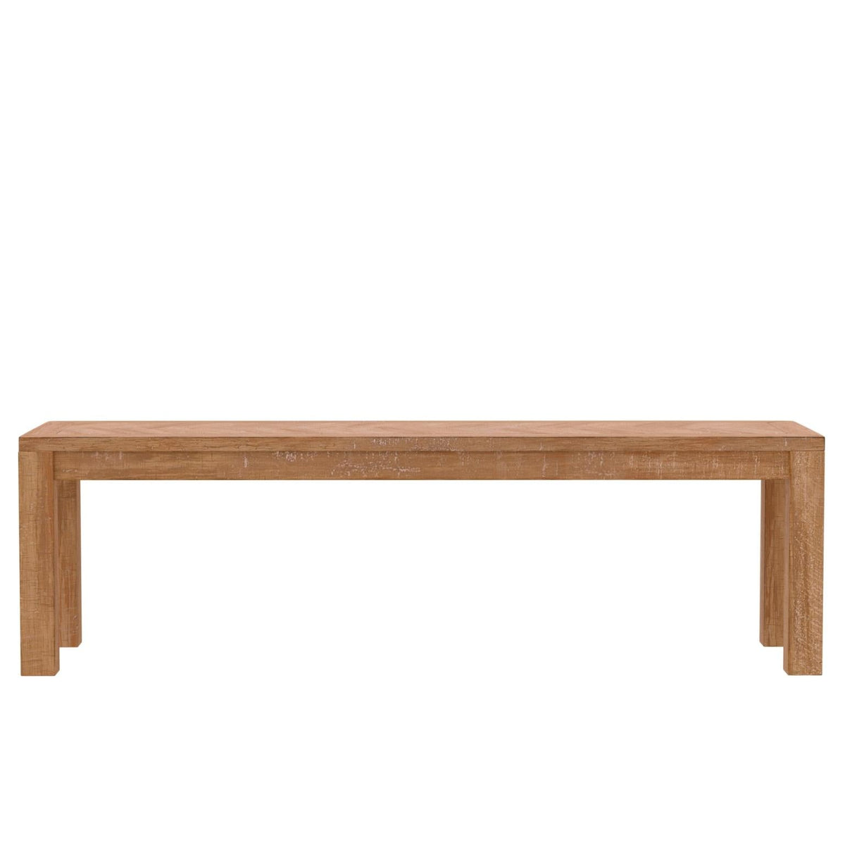 60 Inch Chevron Top Dining Bench, Solid Pine Wood, Seats 2 to 3, Honey Natural