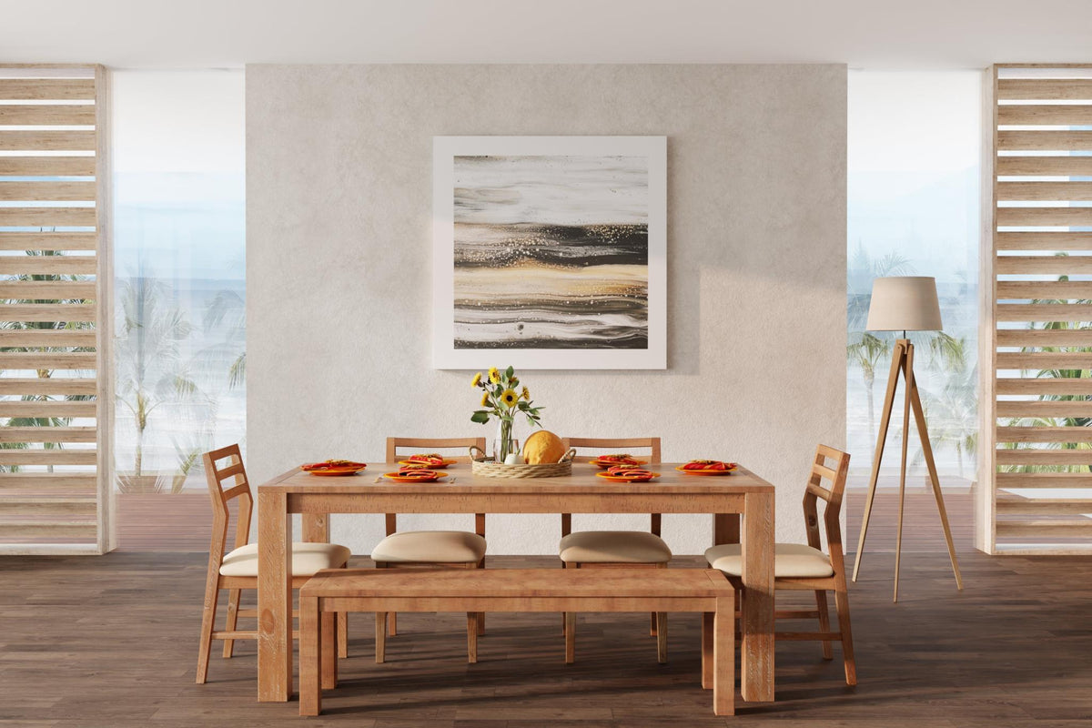 60 Inch Chevron Top Dining Bench, Solid Pine Wood, Seats 2 to 3, Honey Natural