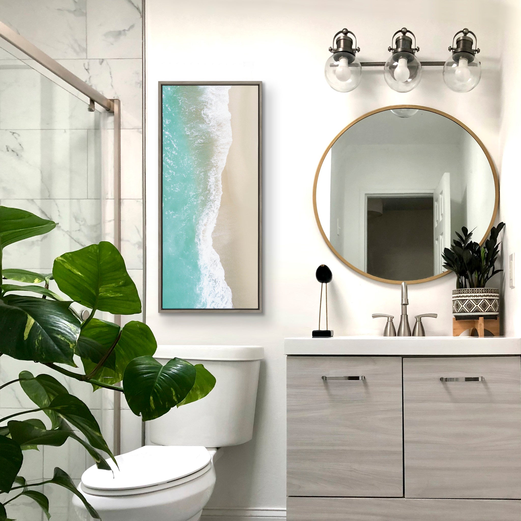 Sylvie Ocean Beach Fantasy Framed Canvas by The Creative Bunch Studio