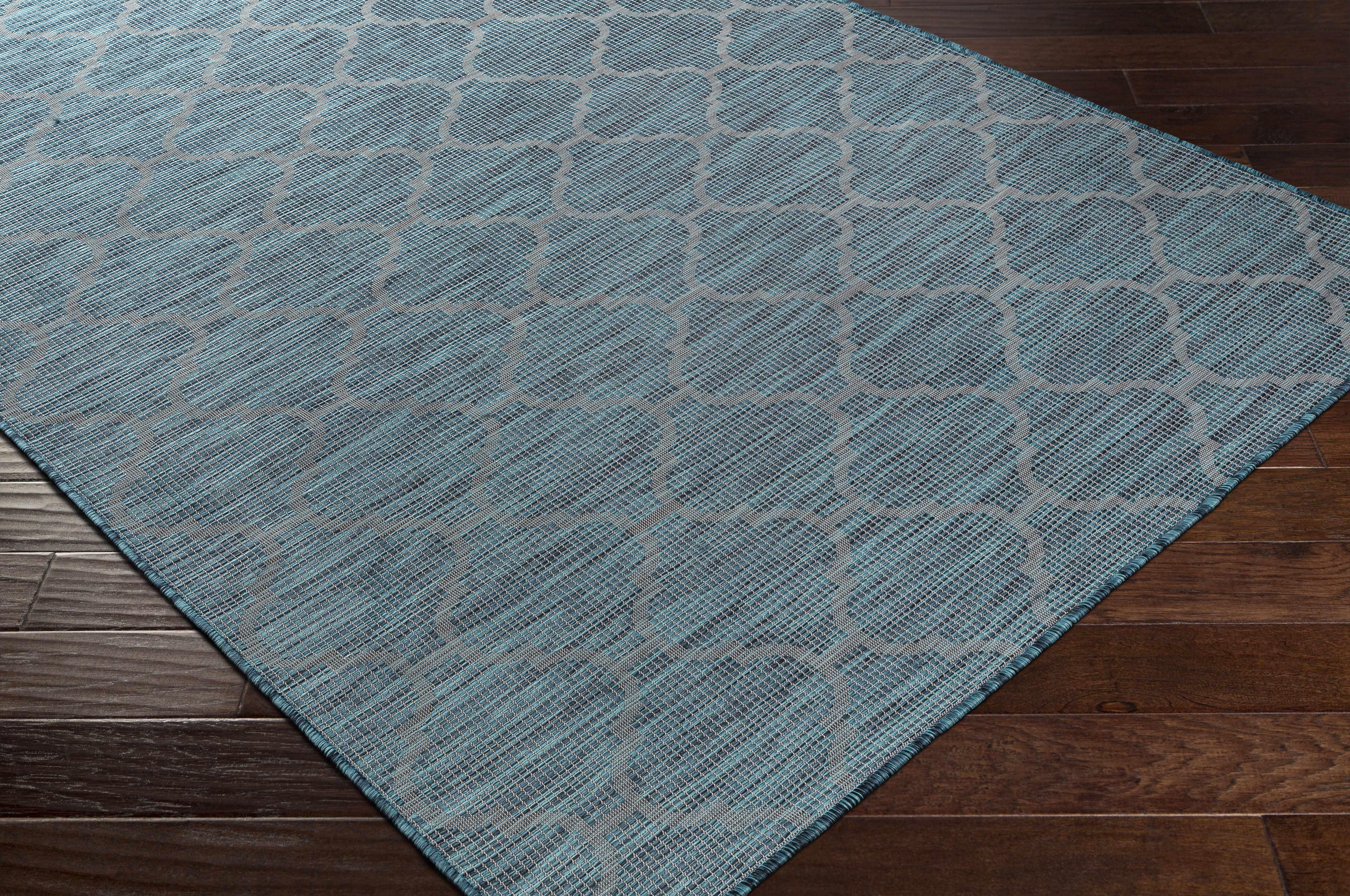 Unique Outdoor Trellis Area Rug, Teal - Clearance - PRHOMZ