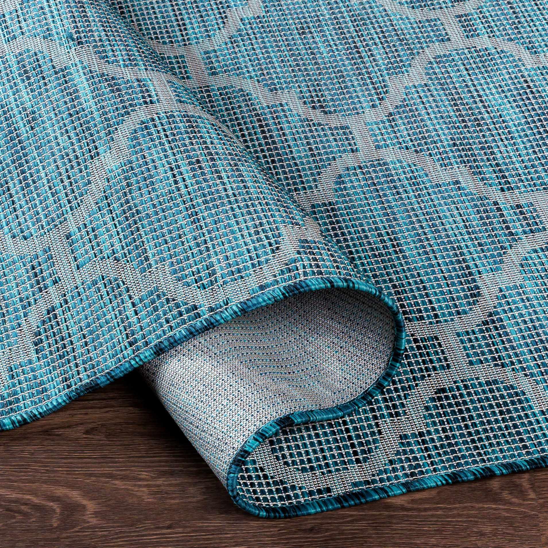Unique Outdoor Trellis Area Rug, Teal - Clearance - PRHOMZ