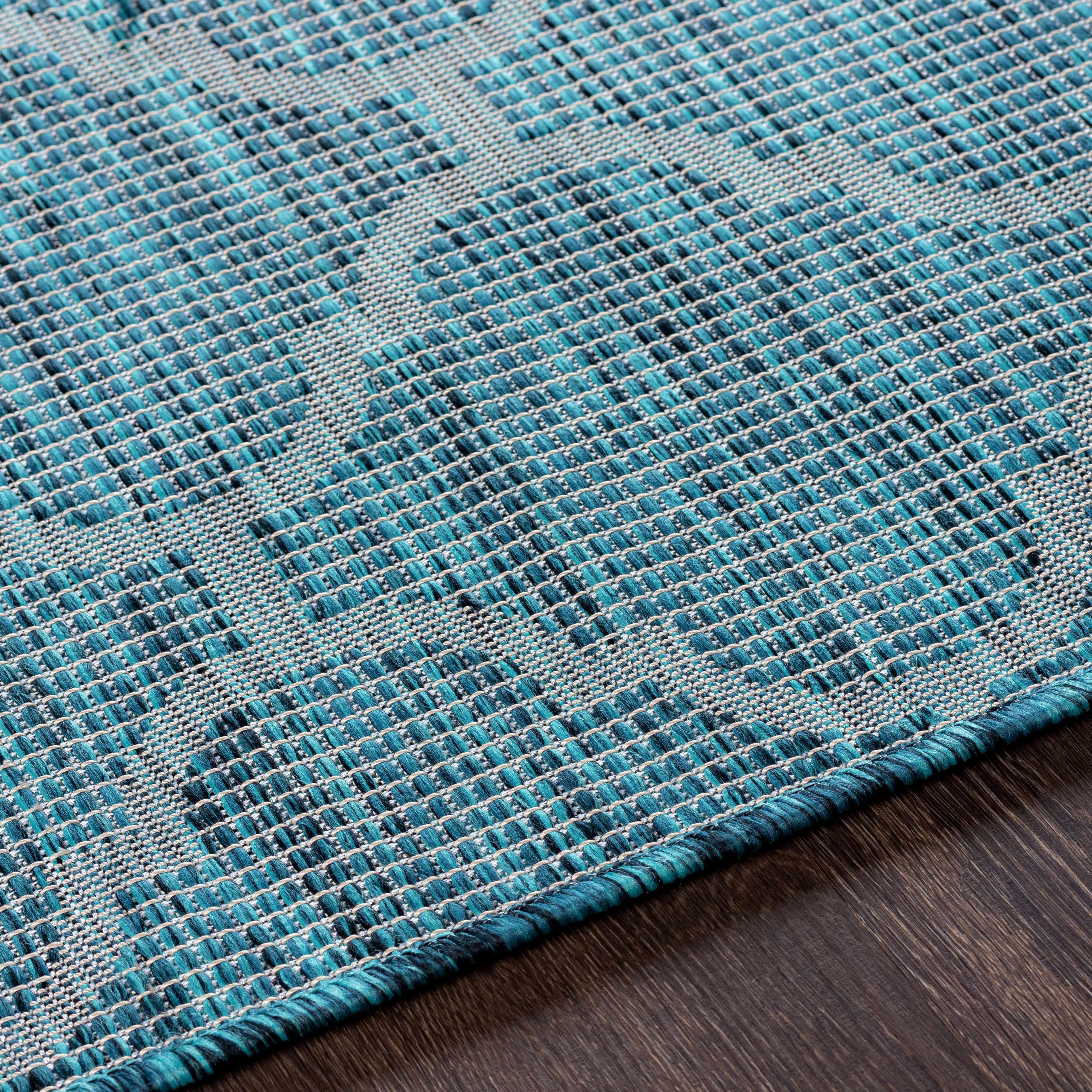 Unique Outdoor Trellis Area Rug, Teal - Clearance - PRHOMZ