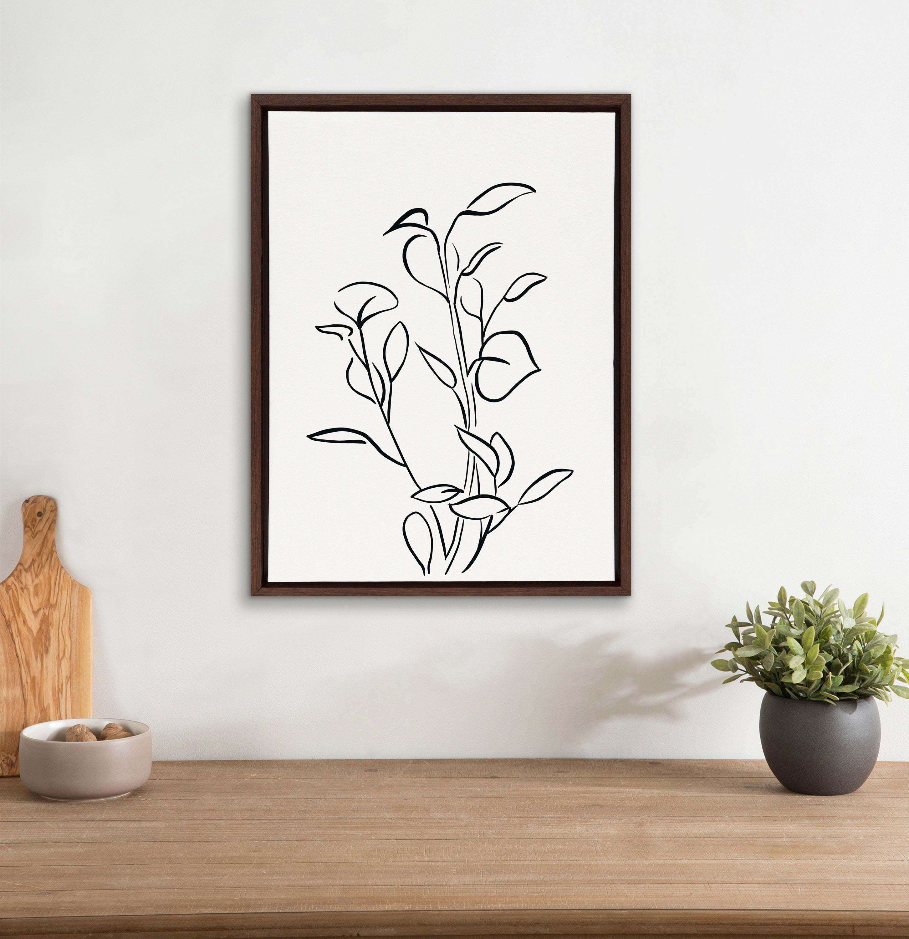 Sylvie Botanical Sketch Print No 2 Framed Canvas by The Creative Bunch Studio