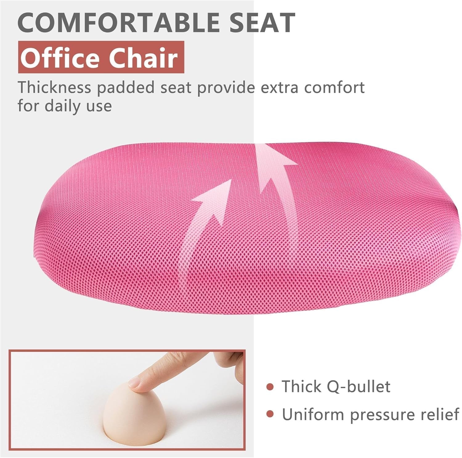 Pink Ergonomic Gaming Chair With Lumbar Support 360 Swivel