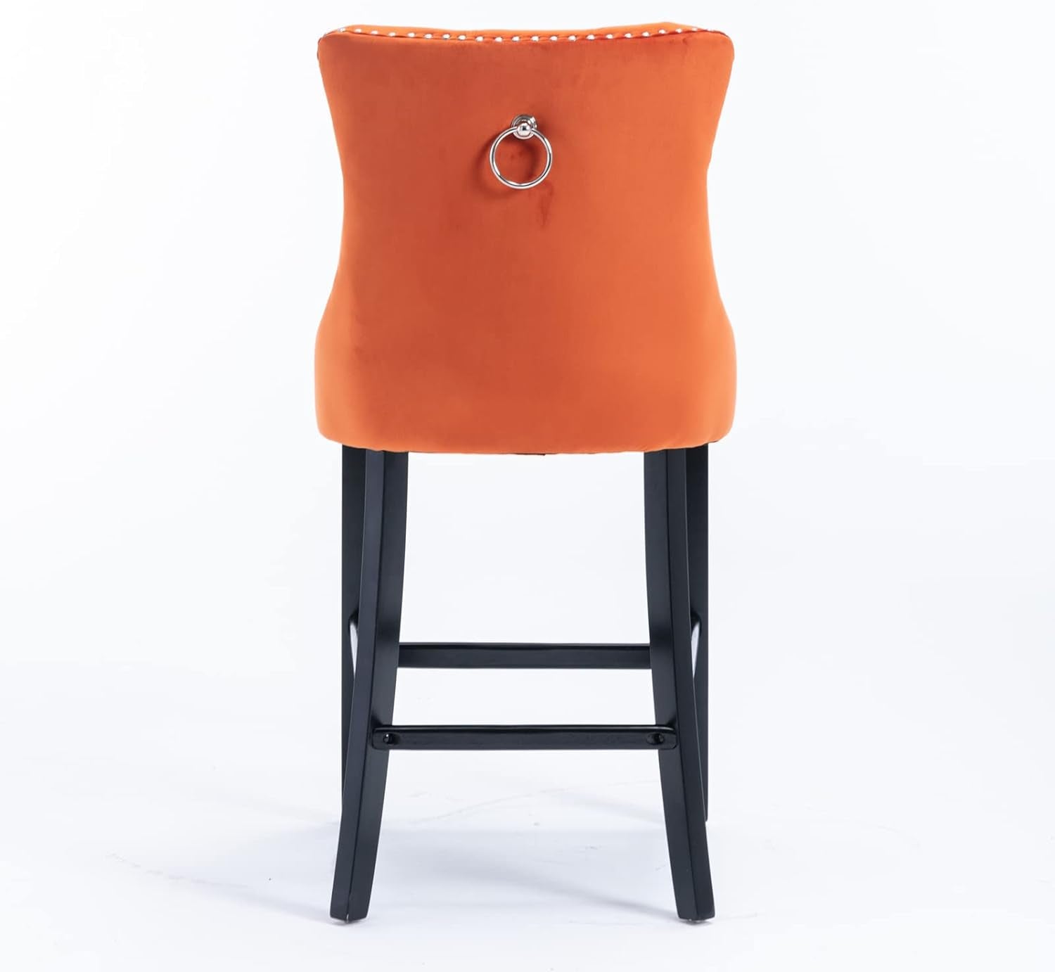 Wingback Velvet Bar Stools Set Of Two Orange Counter Height