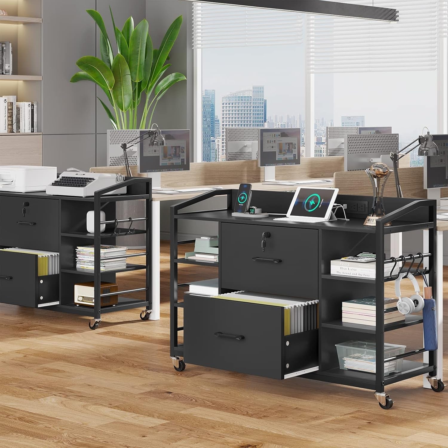 44 Inch 2 Drawer File Cabinet For Home Office Black