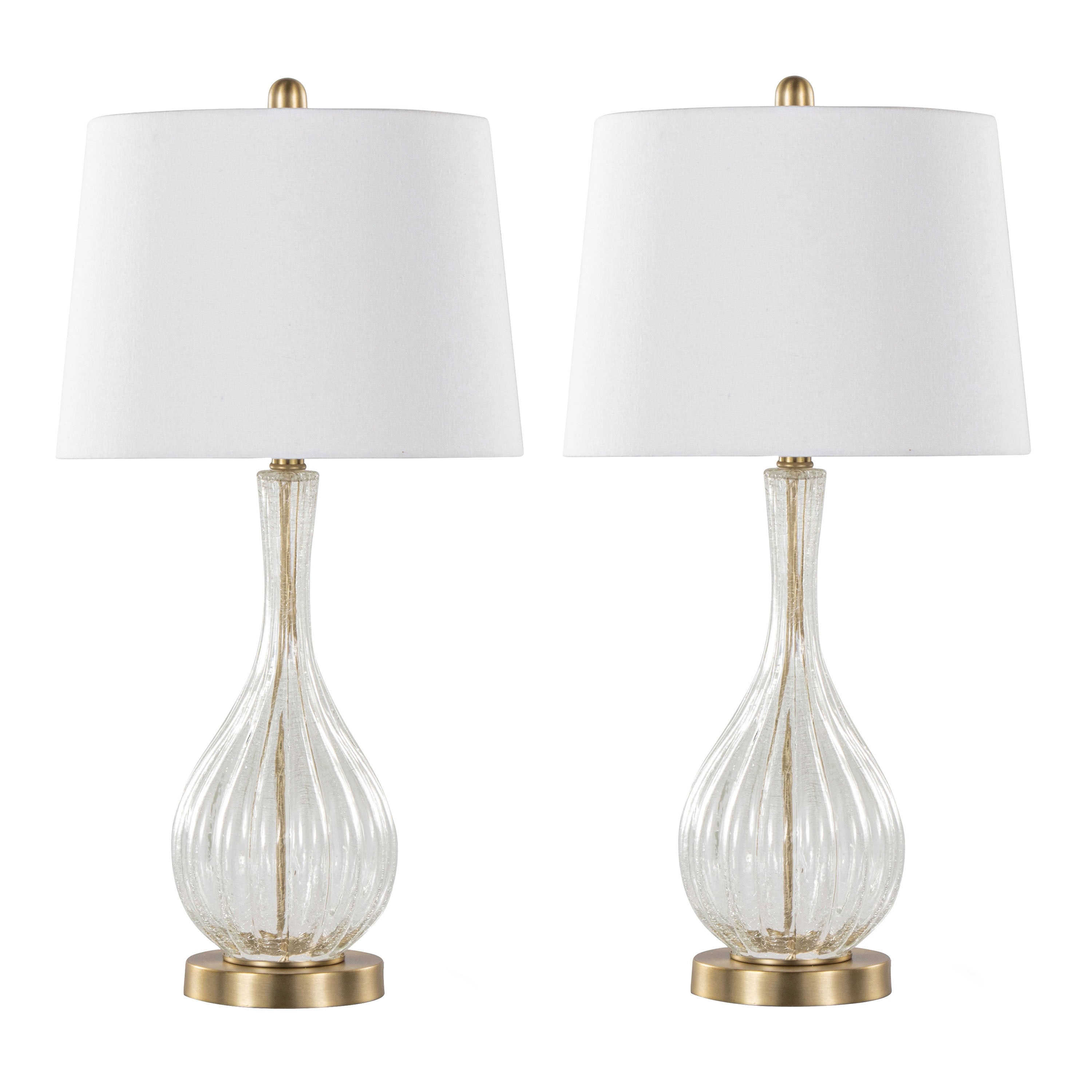 Jenny 27' Contemporary Glass Table Lamp in Clear Crackle Glass - Set of 2