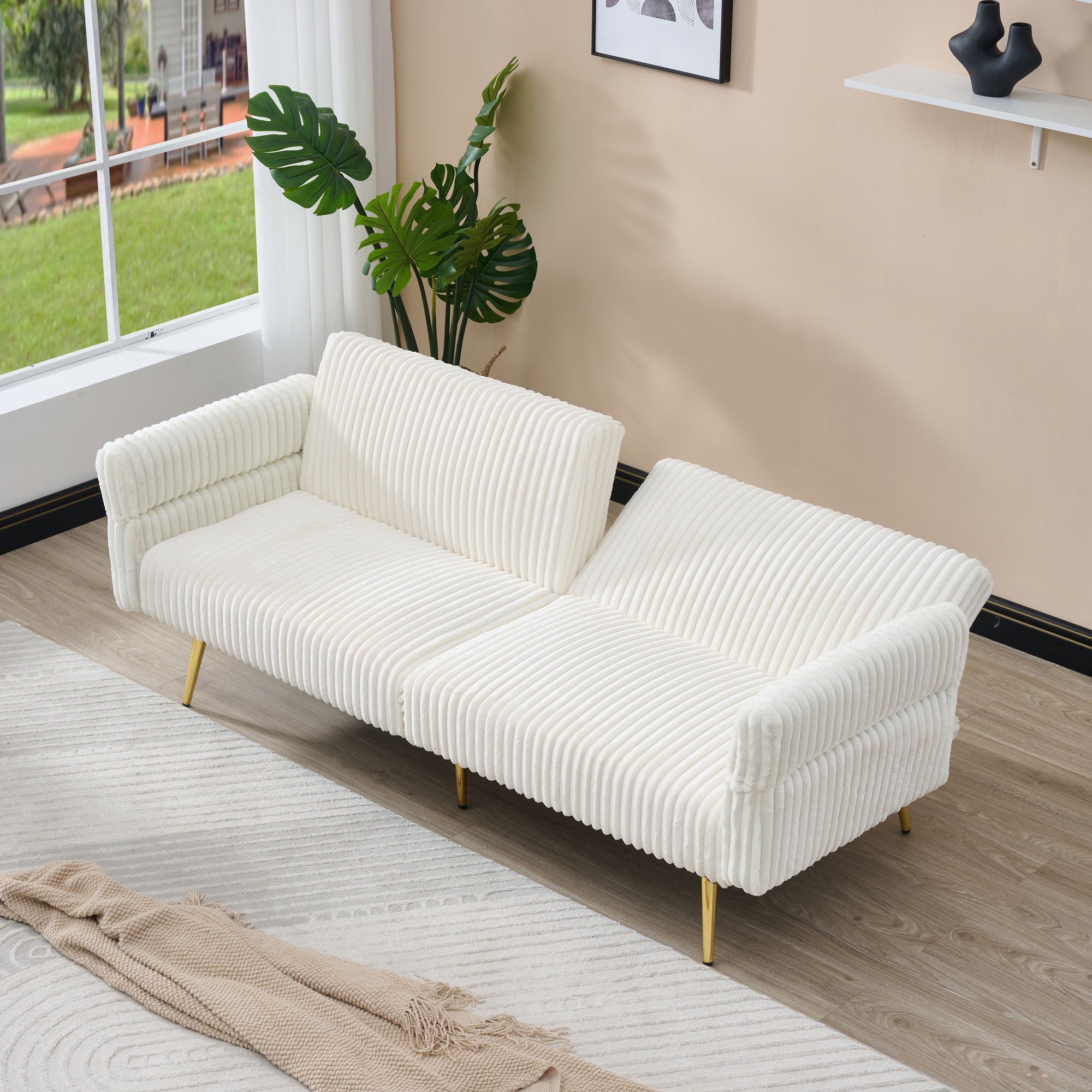 Luxury Foldable Double Sofa Bed With Folding Armrests